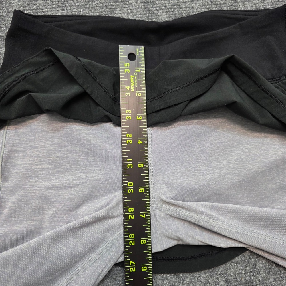 Lululemon 2-in-1 Skirted Crop Leggings Grey Black Mesh Size 6 Yoga Running - Picture 9 of 12